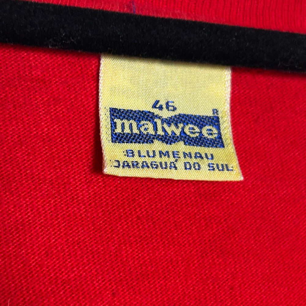 Malwee Red Cotton Vintage 1970s Brazilian Coca-Cola Graphic Tee Women Size 46 - Picture 7 of 8